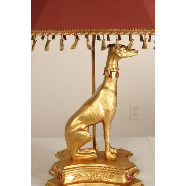 Late 20th Century Late 20th Century Egyptian Revival Gilt Greyhound Table Lamps - a Pair For Sale - Image 5 of 18