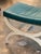 Wood 1950s Curule Stool With Teal Leather Seat For Sale - Image 7 of 8
