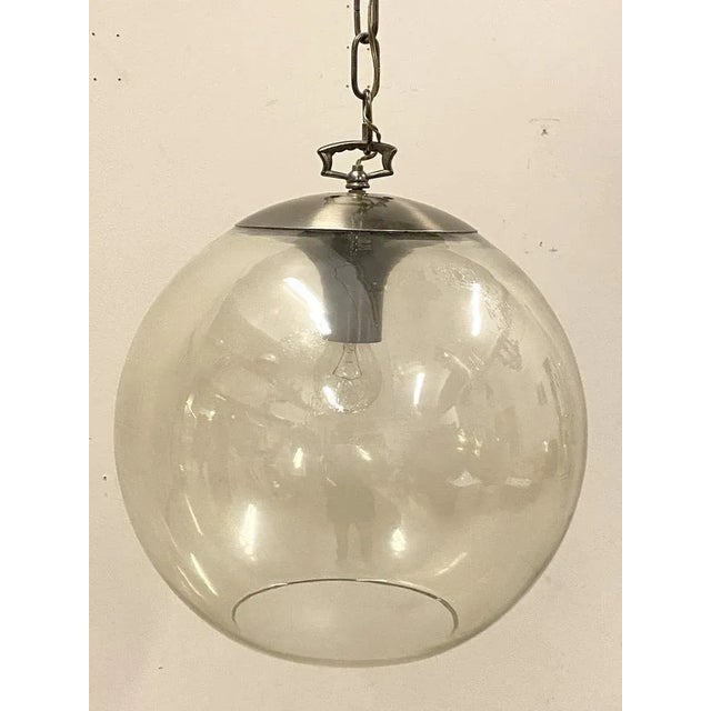 Lantern by Luigi Caccia Dominioni 1960s, smoked glass diffuser and steel frame, height of lantern alone 44 cm. , total...