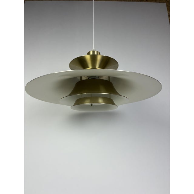 Brushed Metal Pendant Lamp by Frandesen Light, 1970s For Sale - Image 4 of 4