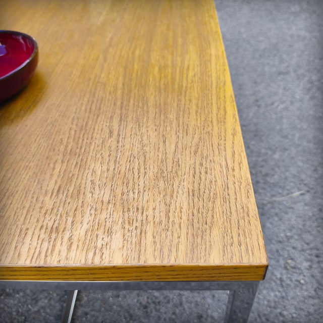 Coffee Table in Oak and Chromed Steel, 1980s For Sale - Image 14 of 18