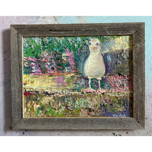 White "The Perch", Original Oil Painting, Bird Art For Sale - Image 8 of 10