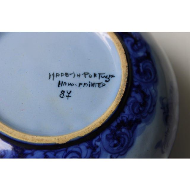 Johnson Brothers Signed European (Flow Blue) Style Hand Painted Rounded Vase For Sale - Image 4 of 8