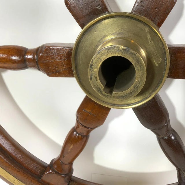 Six Spoke Ships Wheel from a Yacht For Sale In Boston - Image 6 of 7