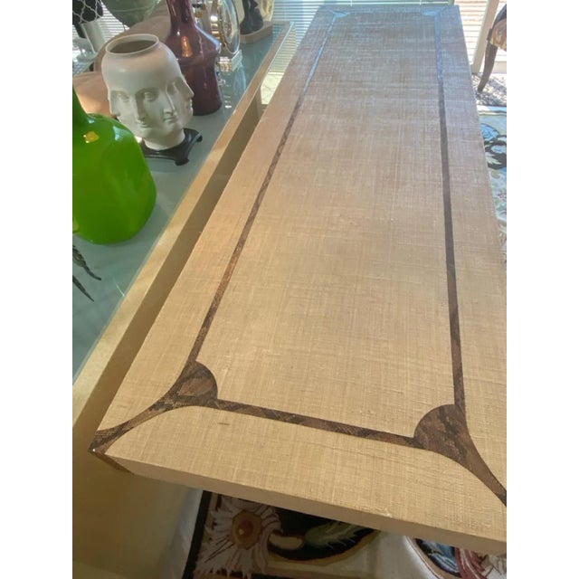 Modern 1970s Modernist Grasscloth & Python Console For Sale - Image 3 of 8