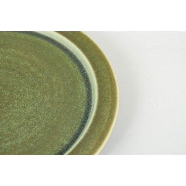 Large Stoneware Dish with Green Glaze from Saxbo For Sale - Image 3 of 5