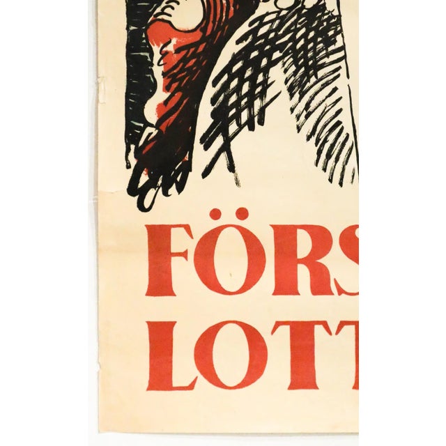 Paper 1914/1918 War Swedish Poster, "Forsvars Lotteriet" (Defense Lottery/War Bonds) For Sale - Image 7 of 7
