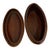 English Antique English Figured Walnut Wood Oval Storage Box With Boat-Shaped Domed Lid & Applied Moldings C. 1900 For Sale - Image 3 of 5