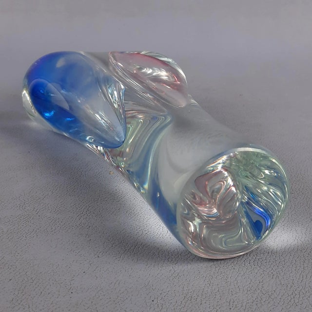 Blue Sculptural Sommerso Murano Glass Vase by Archimede Seguso for Flavio Poli, 1960s For Sale - Image 8 of 11