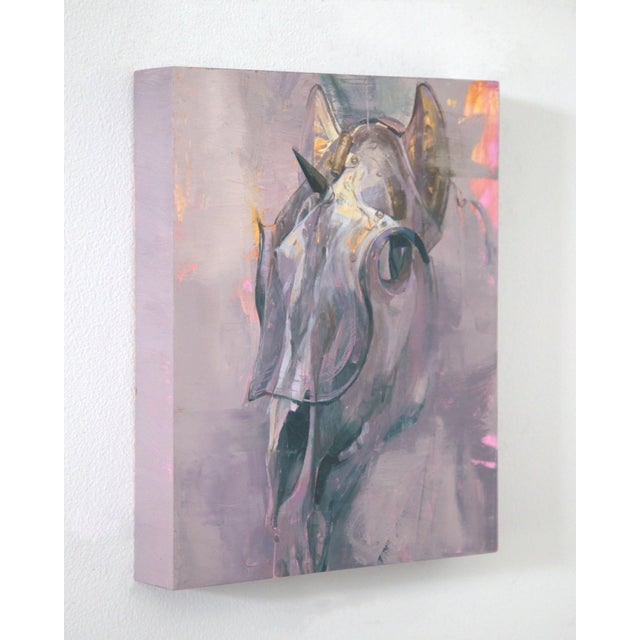 Contemporary Unicorn Style by Elena Burykina | Oil on panel depiction of a stylized unicorn head For Sale - Image 3 of 5