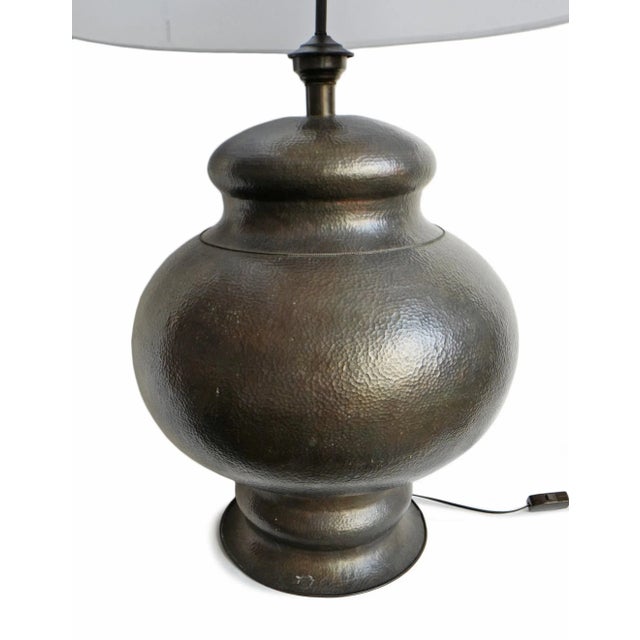 Large Vintage Hammered Bronze Table Lamp For Sale - Image 4 of 7