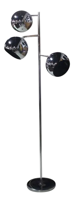 Koch Lowy Three Globe Shades Chrome Adjustable Floor Lamp