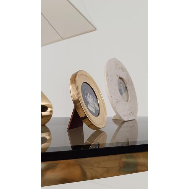 Vintage Italian Round Brass Picture Frame, 1970s For Sale - Image 6 of 14