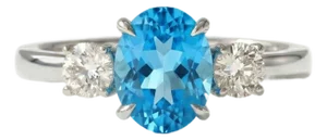 Swiss Blue Topaz Engagement Ring, December Birthstone Wedding Ring Us 7