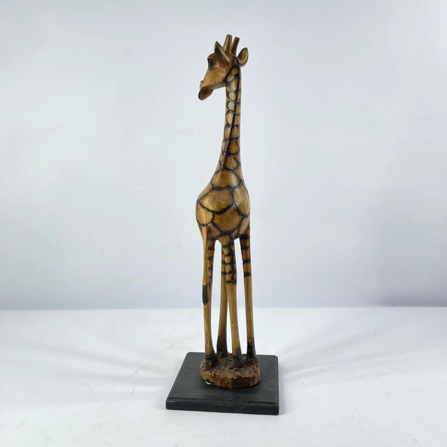 Early 20th Century Giraffe Wood Sculpture on Custom Base For Sale - Image 4 of 7