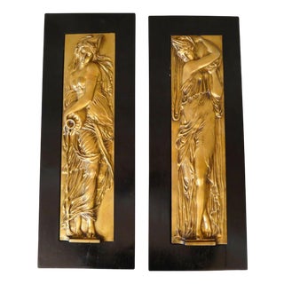 Art Deco Reliefs with the Nymphs of the Fountain, Early 20th Century, Bronzes, Set of 2 For Sale
