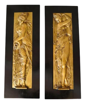 Art Deco Reliefs with the Nymphs of the Fountain, Early 20th Century, Bronzes, Set of 2