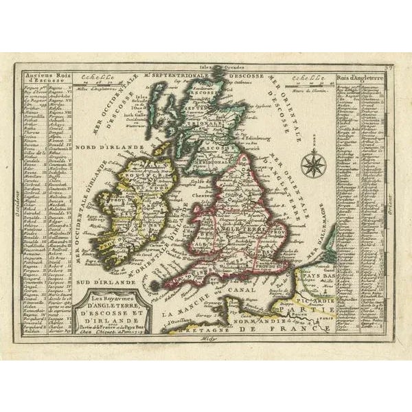 Map of the British Isles with Historical Kings, 1719 For Sale - Image 3 of 6