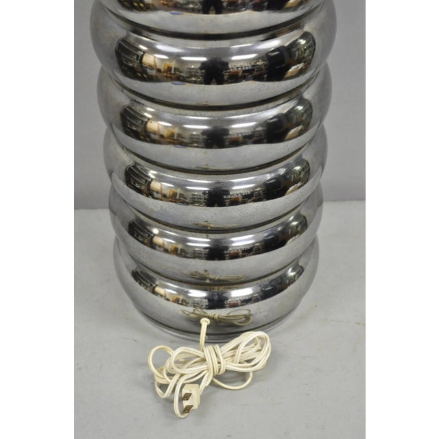 Vintage Mid Century Modern George Kovacs Style Stacked Ball Chrome Gunmetal Table Lamp For Sale - Image 10 of 12