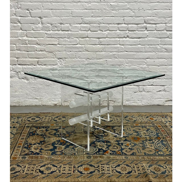 Mid Century Modern Lucite & Glass Coffee / Side Table, C. 1970s For Sale - Image 9 of 13