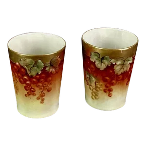 T&V 19th Century Limoges France Porcelain Wine Cups- Set of 2