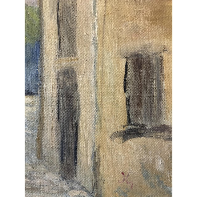 Vintage Mediterranean Street Scene, 1960s, Ol on Canvas, Framed For Sale - Image 6 of 9