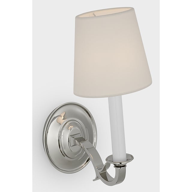 Channing Single Sconce in Polished Nickel with Linen Shade Designer: Thomas O'Brien Finish: Polished Nickel Height: 14"...
