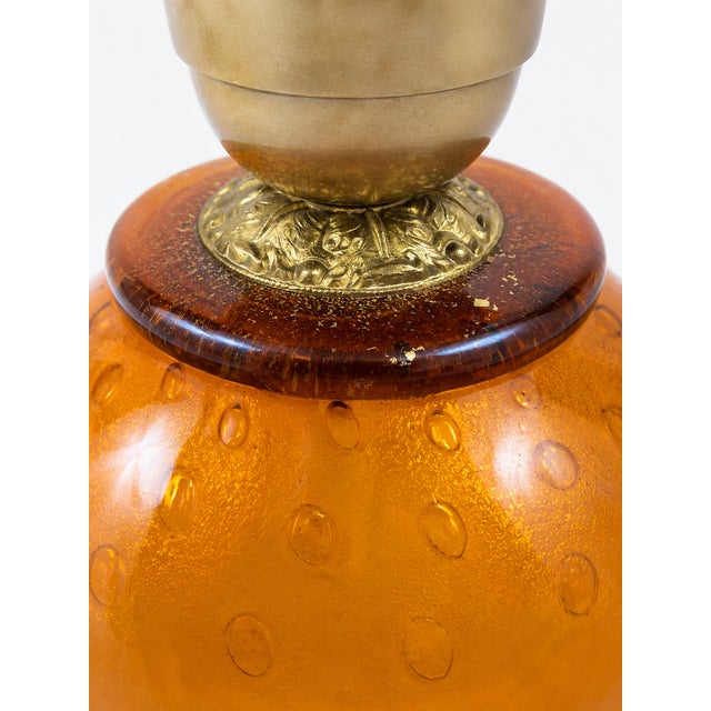 1970s Mid-Century Modern Amber Murano Glass Table Lamp Base from Murano Glass Sommerso, 1970s For Sale - Image 5 of 9