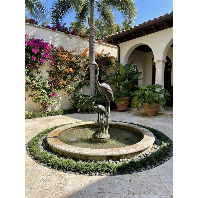 Bronze Heron Tiered Fountain Sculpture For Sale - Image 11 of 12