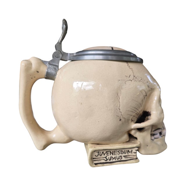 Early 20th Century Porcelain Skull Stein For Sale - Image 4 of 8