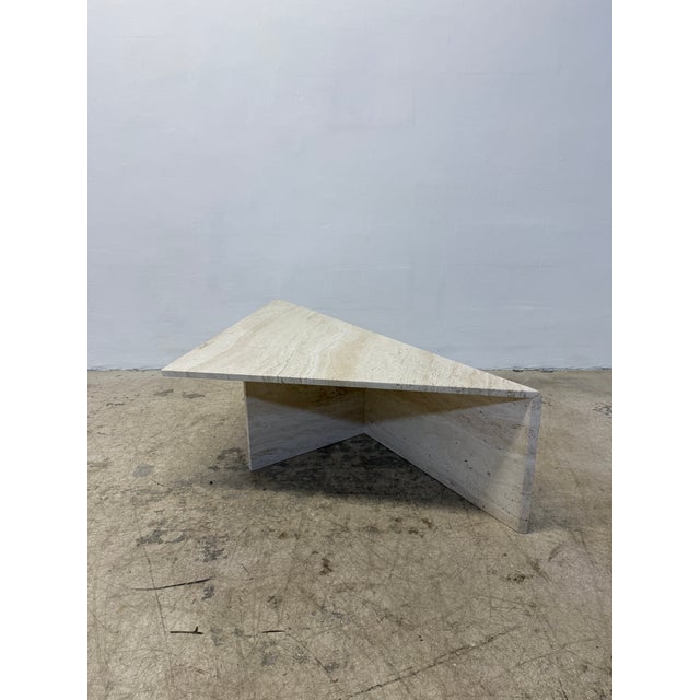 Polished Italian Travertine Triangle Coffee Tables, 1970s - A Pair For Sale - Image 13 of 18