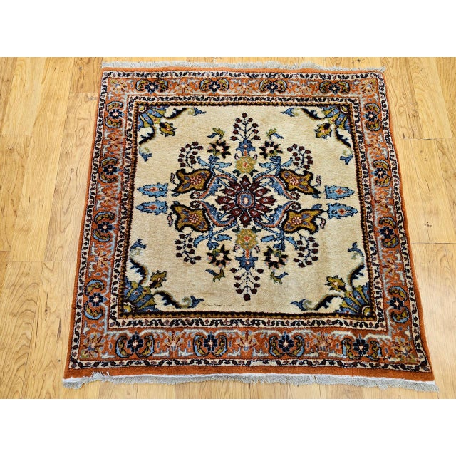 "This rare vintage Persian Bakhtiari area rug, hand-knotted in the mid-20th century, showcases a highly desirable “square-...