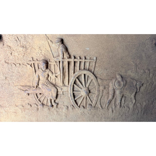 Cast Iron Piece Is an Antique American Pioneer or Country Western Themed Relief Panel For Sale - Image 14 of 15