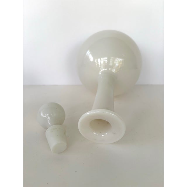 Mid-Century Milk Glass Bath Oil Bottle With Stopper 11.25” For Sale - Image 4 of 5