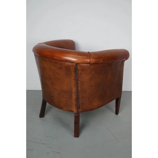 Vintage Dutch Cognac Colored Leather Club Chair For Sale - Image 13 of 18