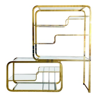 1970s Mid-Century Modern Milo Baughman for Dia Expandable Gold and Glass Etagere For Sale