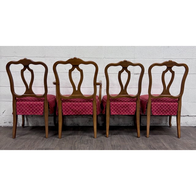 Vintage French Provincial French Louis XV Style Upholstered Dining Chairs For Sale In Kansas City - Image 6 of 7