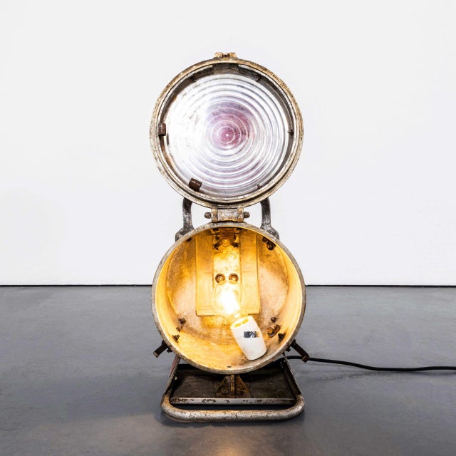 Black Vintage French Train Engineers Warning Lamp, 1950s For Sale - Image 8 of 11