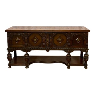 Antique Late Victorian Jacobean Style Oak Sideboard For Sale