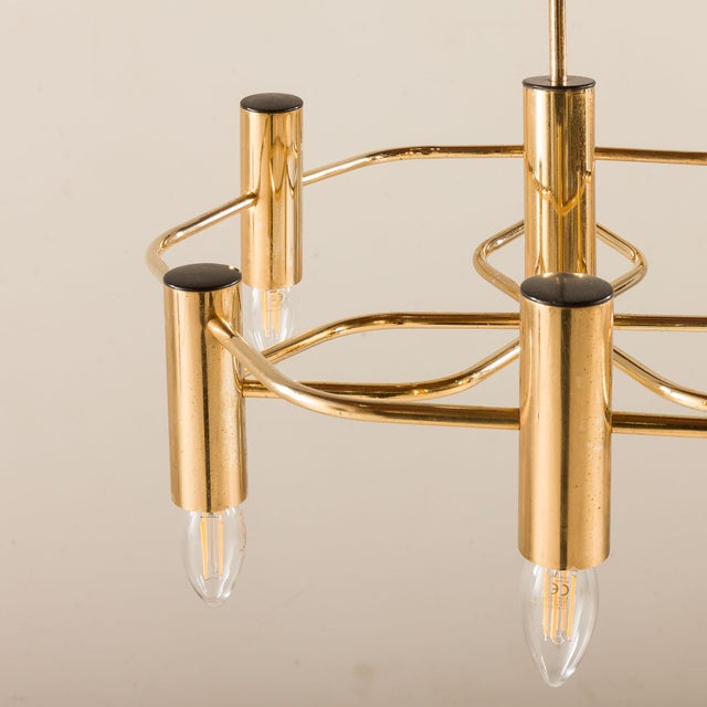 Vintage Geometric Brass Chandelier from Gaetano Sciolari, 1970s For Sale - Image 9 of 13