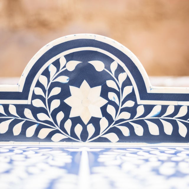 Art Deco Arabesque Blue Inlay Dresser & Changing Table by House of Jaipur For Sale - Image 3 of 10