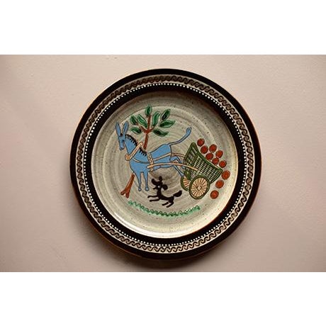 Mid-Century Swiss Folk Art Studio Pottery Wall Plates by Mw Thun - Set of 9 For Sale - Image 9 of 16