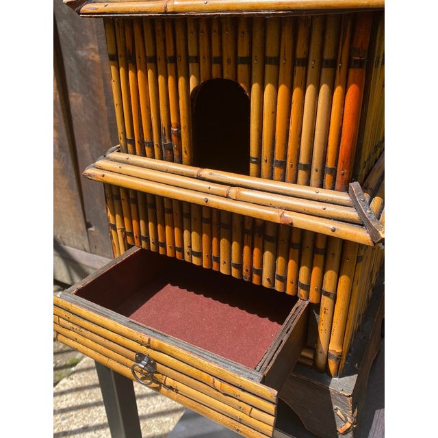 Vintage Split Reed Bamboo 7 Tier Pagoda Tower With Keepsake Drawer ...