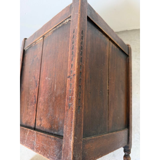 Antique French Country Solid Wood Wastebasket / Trash Can For Sale - Image 9 of 12