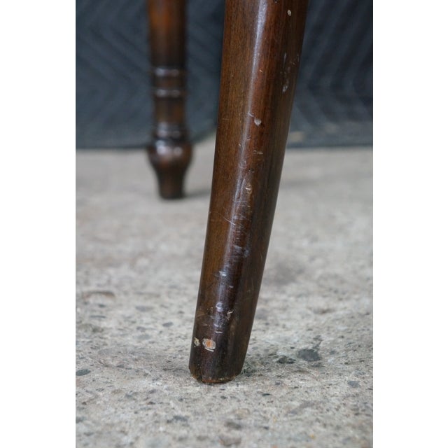 2 Antique English Sheraton Regency Style Mahogany Inlaid Floral Silk Arm Chairs For Sale - Image 13 of 18