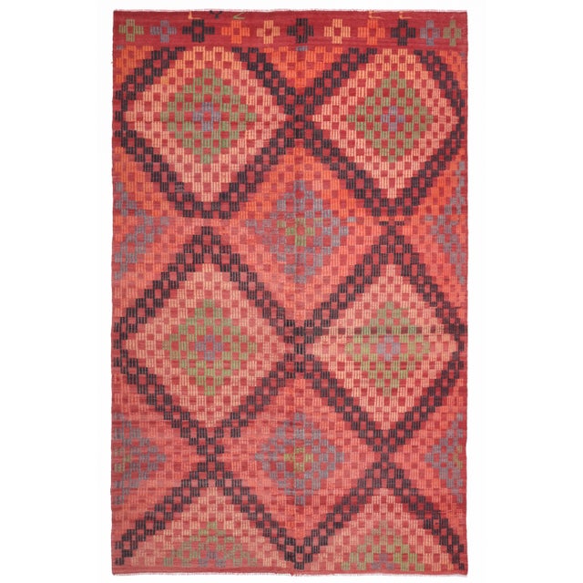 1970s Turkish Hand-Knotted Wool Cotton Red Area Rug For Sale - Image 12 of 12