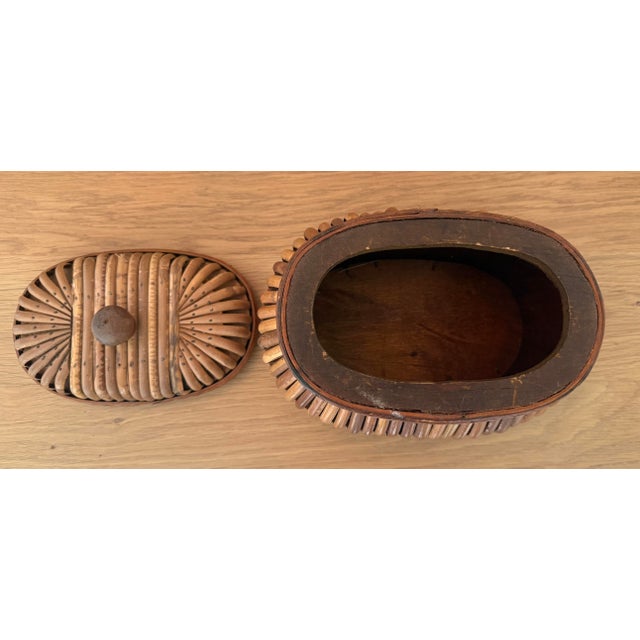 Wood Mid Century French Rattan Box For Sale - Image 7 of 8
