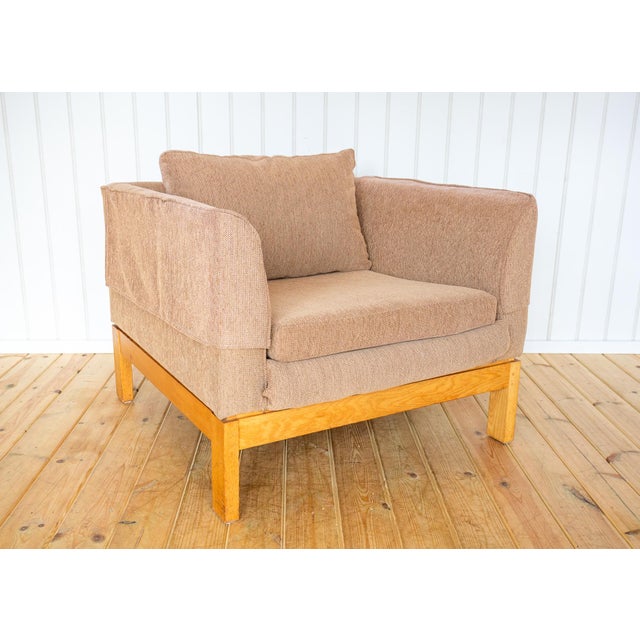 Beige Mid-Century Modernist Sofa and Armchair in Blonde Maple and Upholstery attributed to Terence Conran, 1970s, Set of 2 For Sale - Image 8 of 18