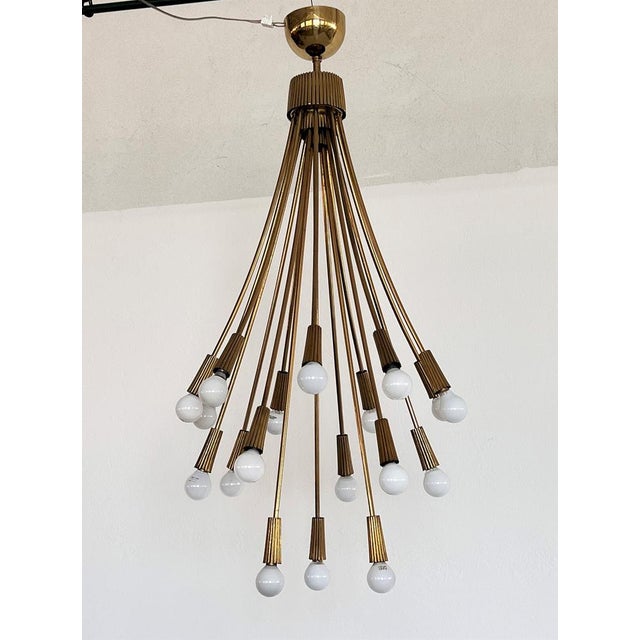 Italian Chandelier in Brass, 1970s For Sale - Image 15 of 16