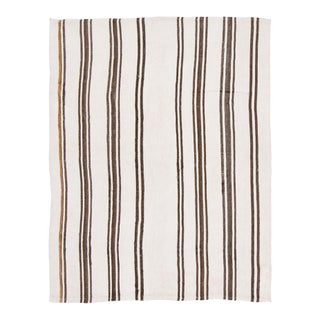 Vintage Turkish Kilim Hemp Rug With Brown Stripes by Rug & Kilim, 1950-1959 For Sale